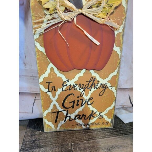 Pumpkin in everything give thanks Thanksgiving wall sign decor - Picture 3 of 4